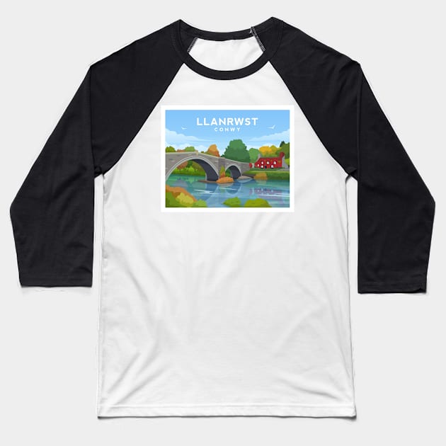 Llanrwst - Conwy, North Wales Baseball T-Shirt by typelab